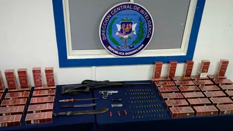 Armas, municiones y cigarrillos ocupados durante seis allanamientos realizados por las autoridades en distintos sectores de Santiago.
